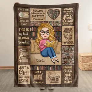 Book Lover Blanket, Warm Soft Blanket For Women, Just A Girl Who Loves Books, Gift For Daughter, Gift For Bookworm Book Club Perfect Gift Christmas Present