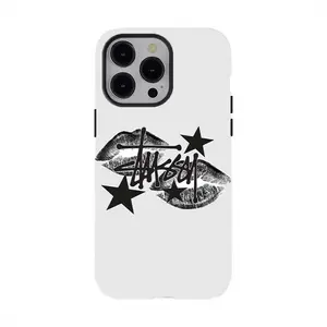 Stussy Lip Print Star Retro Streetwear Aesthetic Chic Trendy Pop Culture Fashion Ideal Fan Gift Shockproof Defender Shell For Apple iPhone 17 Pro Max 16 15 14 13 12 11 Plus.