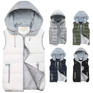 Women's lightweight sports down vest Winter outdoor hooded sleeveless down jacket Fashionable warm jacket Drawstring design skiing hooded down Outerwear Vest