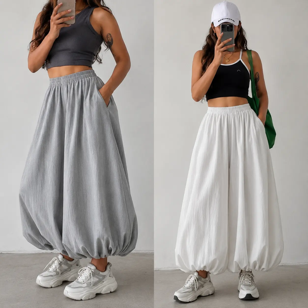 Women's High Waisted Balloon Maxi Skirt, Flowy Bubble Hem Long Skirt, Lightweight Loose Fit A-Line Skirt with Elastic Waist, Casual Boho Maxi Skirt for Summer Travel Vacation Everyday Wear