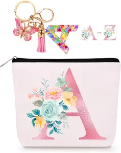 Personalized Makeup Bag with Initial , Custom Initial Monogram Small Travel  Toiletry Bag, Birthday Gifts for Women Bridesmaid Teacher (A)