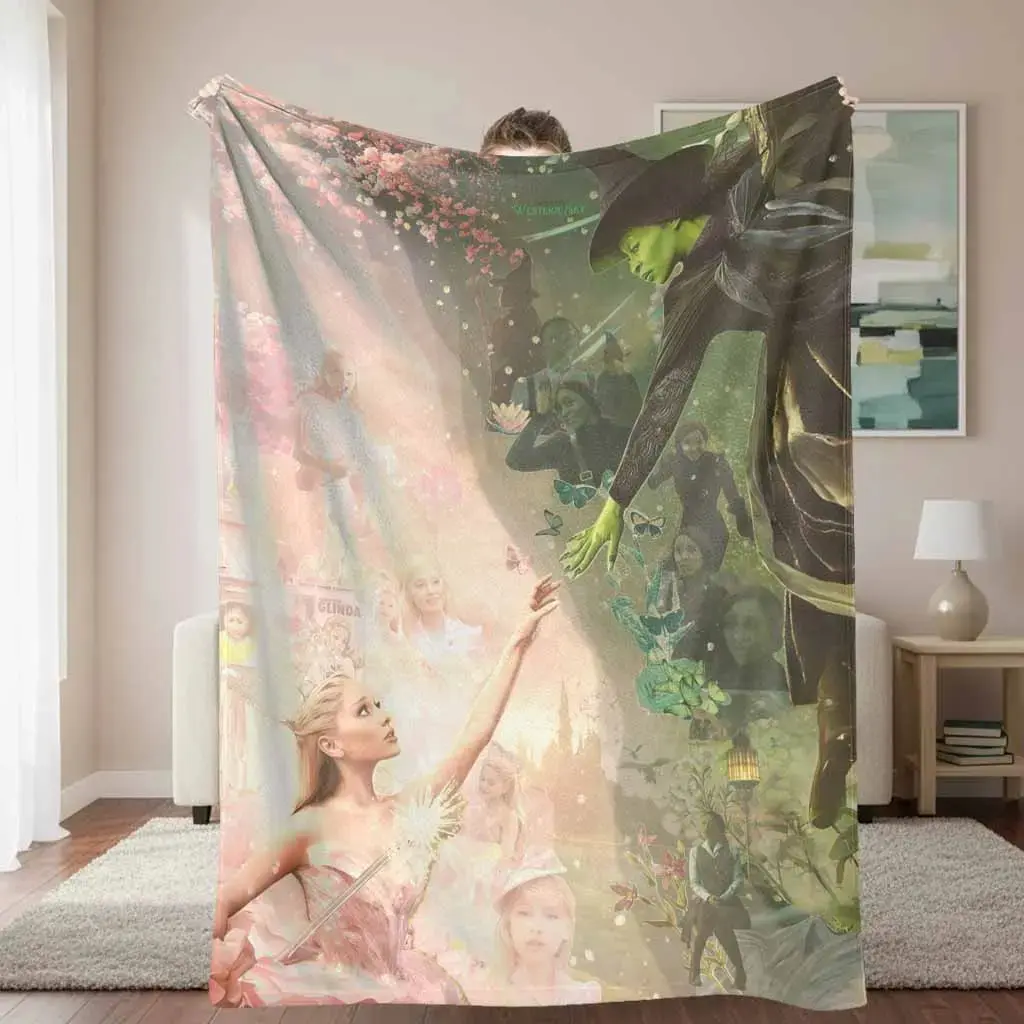 Fantasy Wizard & Wispy Fairy Flannel Throw Blanket, Magical Storybook Graphic Decorative Blanket, Soft, Cozy, Warm, Lightweight, Ideal for Bedroom Use & Holiday Gifting