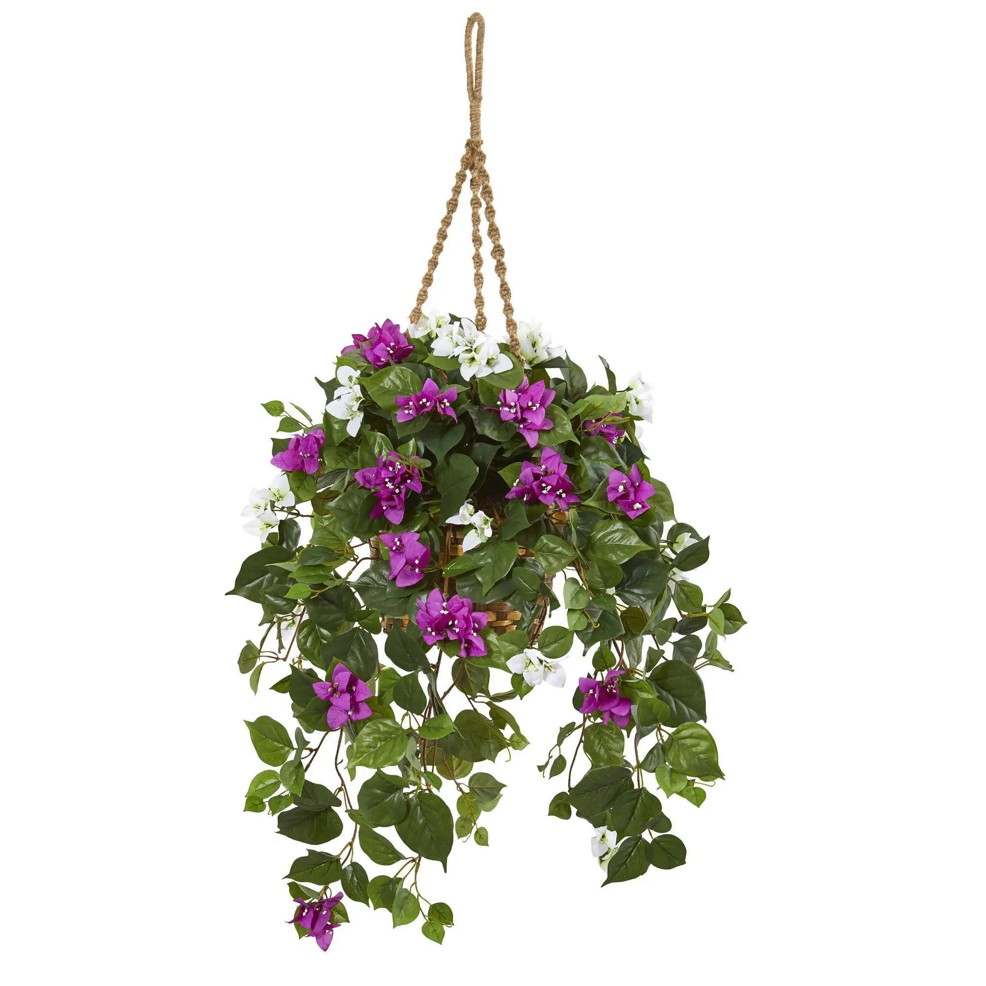 30in Mixed Bougainvillea Floral Artificial Plant Set, Hanging Basket Decorative Piece for Indoor Gardening & Home Improvement
