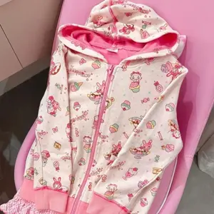 Harajuku Subculture Aesthetic Hoodies Japanese Kawaii Cartoon Printed Hoodie Cute Casual Coat Women's Zipper Sweet Sweatshirt