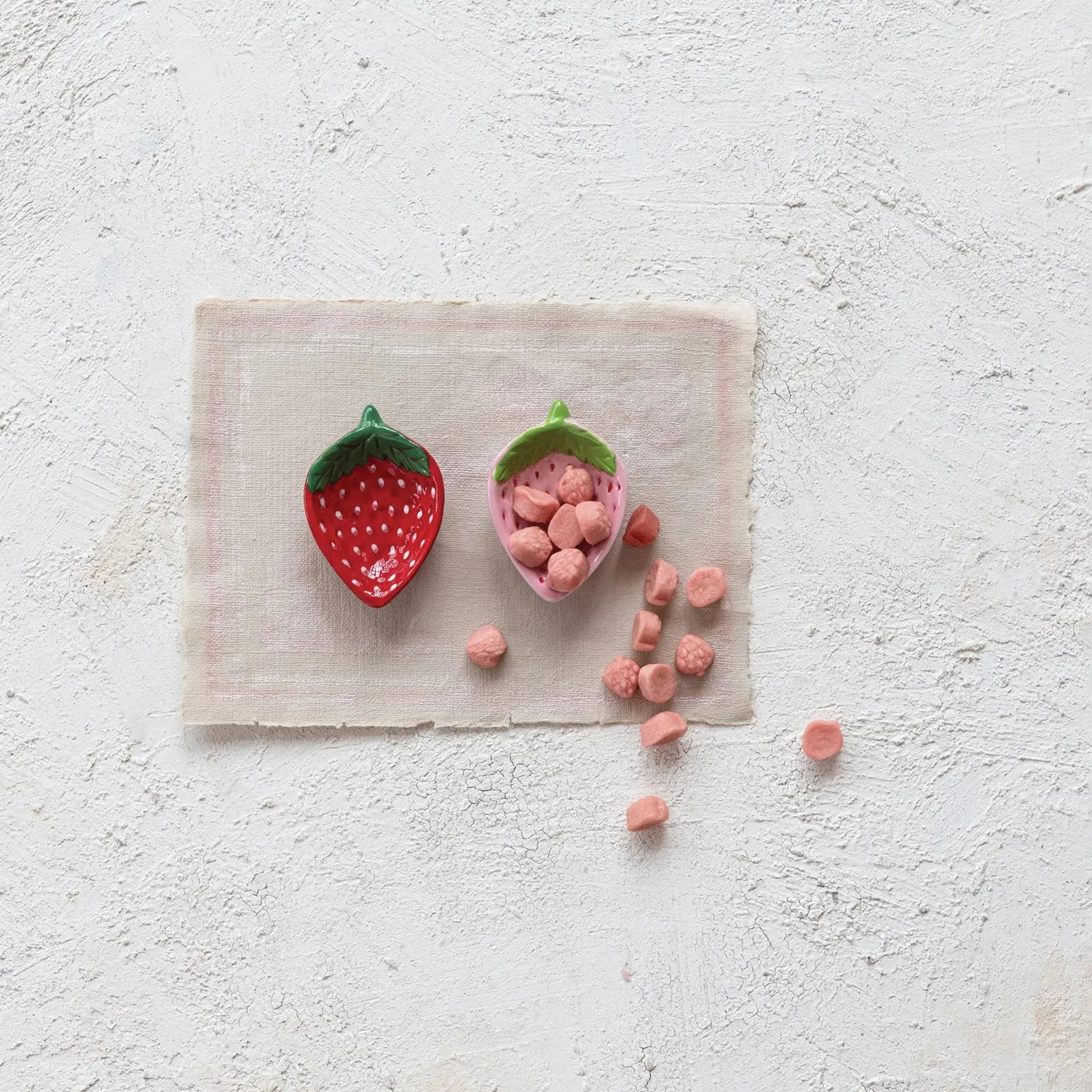 Hand-Painted Ceramic Strawberry Shaped Dish