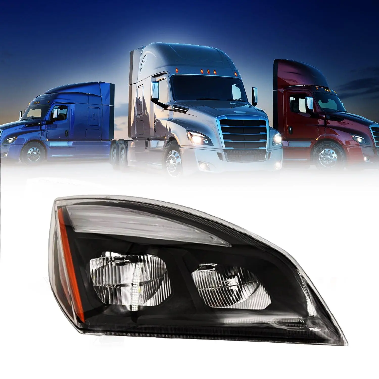Torque Passenger Right Side Black LED Headlight Replacement for 2018 2019 2020 2021 2022 Freightliner Cascadia semi Trucks [Included All Bulbs] Assembly DOT SAE Approved Headlamp RH (TR603-R) Side Lamp