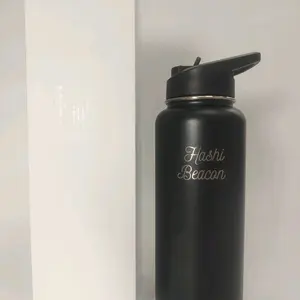 32oz Stainless steel Water Bottle With straw Bursh LeakProof  Vacuum Insulated Black Color