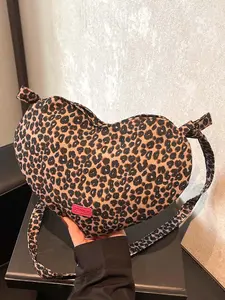 Niche retro sweet cool style love leopard print crossbody bag, personalized fashionable shoulder crossbody small bag, trendy and casual versatile multi-color optional, suitable for daily travel, shopping, etc., Crossbody Purse