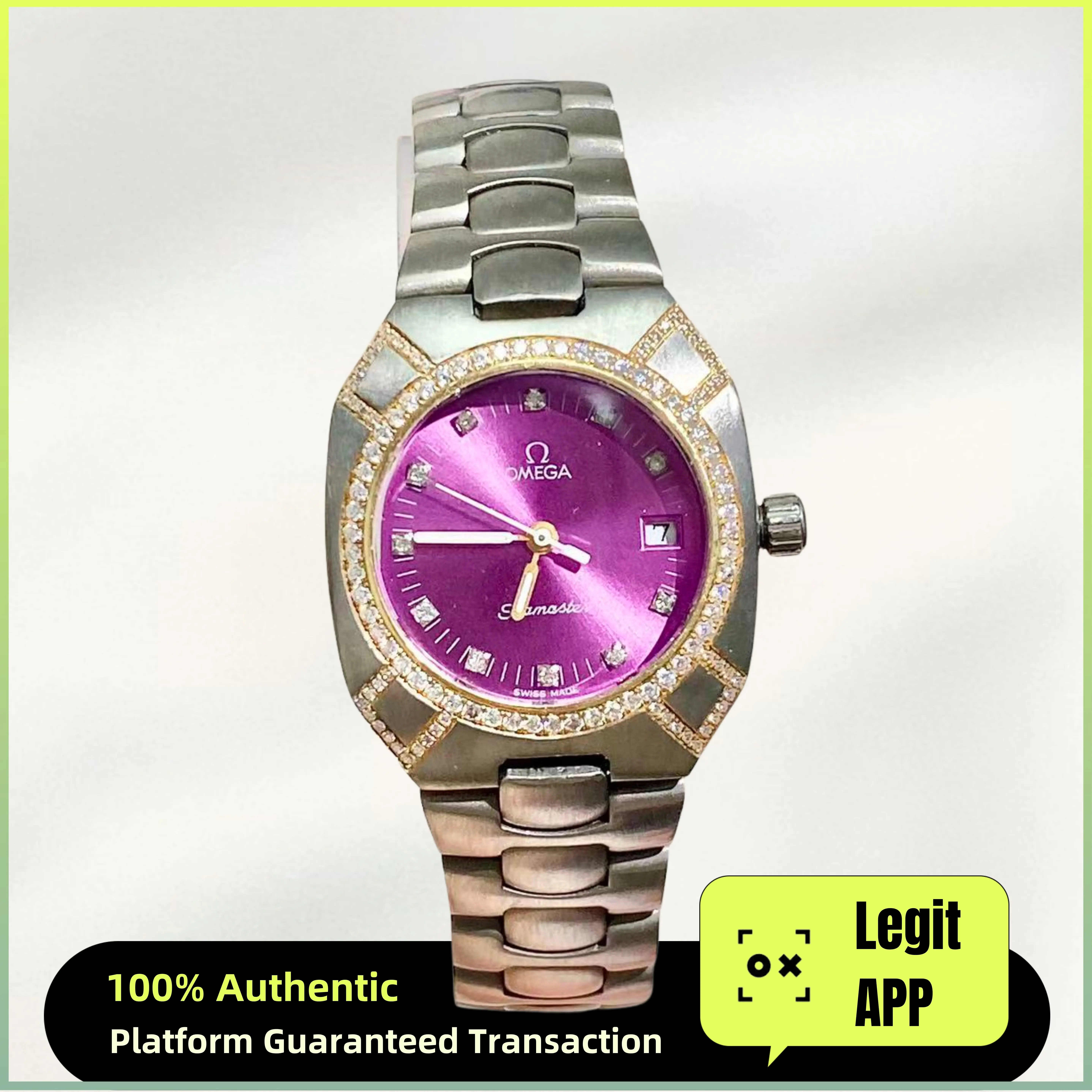 Omega Seamaster Vintage 25mm Two-Tone - Custom Purple Dial & Diamond Set 12726622