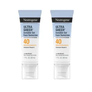 Neutrogena Ultra Sheer Invisible Gel Face SPF 40 Duo | Clear Gel Facial Sunscreen with Matte Finish
