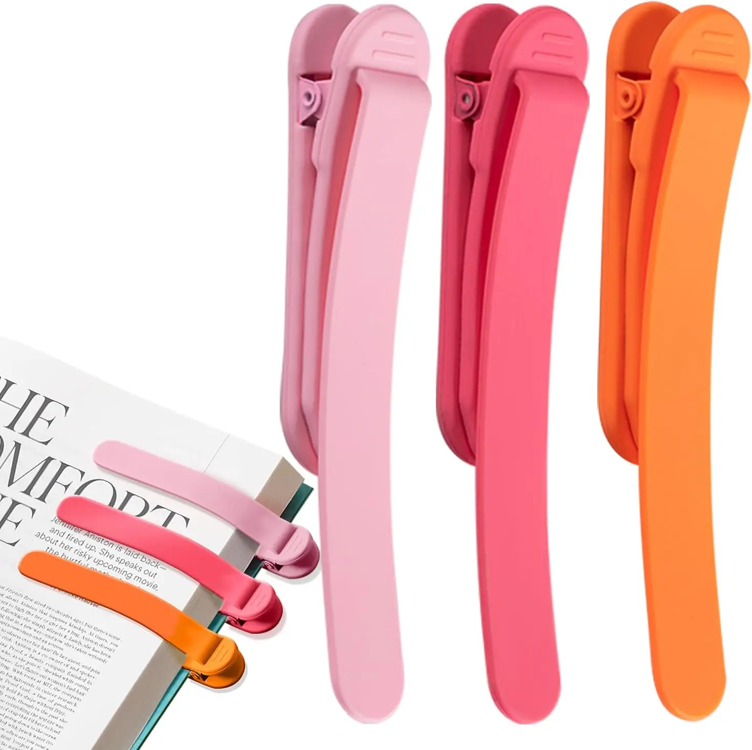 3 count Page Bookmarks for Reading, Automatic Book Marks Tailored for Book Enthusiasts,  and Cute Book Page Holder Markers Clip Reading Accessories GiftsPink Orange Rose