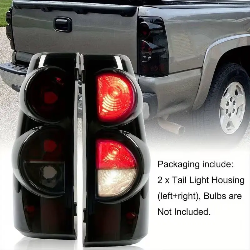 Smoked LED Tail Light Assembly Pair - LED Lights for Truck, Rear Taillights, Car Lighting for 1999-2006 Chevy Silverado & GMC Sierra, Super Bright LEDs, Waterproof Brake Signal, Plug-In Type Direct Replacement, OEM Fit