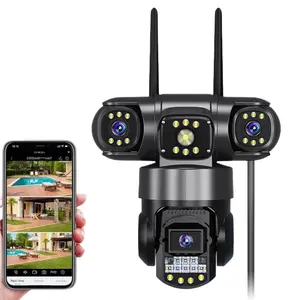 3 in 1 Outdoor Security Camera, 2.4G WiFi Network Surveillance Camera, UHD 2K Security Camera for Outdoor with 3 Lens, Home Security Camera, Home Monitoring Camera