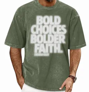 Bold Choices...Bolder Faith Reflective Oversized Men's Vintage Washed Tee
