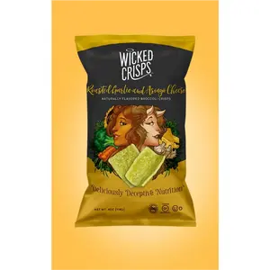 Wicked Crisps: Roasted Garlic & Asiago Broccoli Crisps (4-Pack)