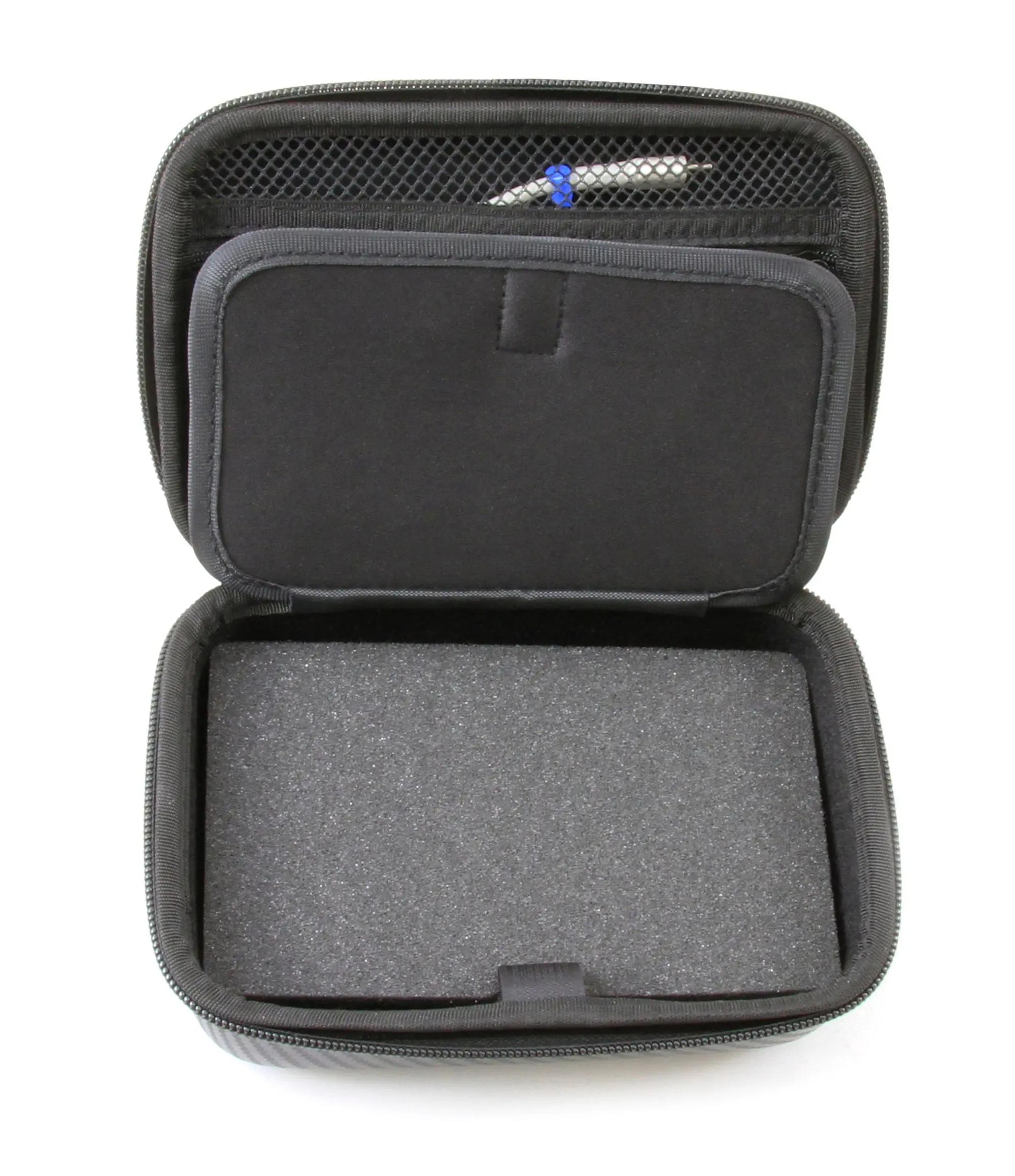CASEMATIX Lavalier Mic Case Compatible with Kimafun 2.4g Wireless Microphone & Accessories - Durable Carbon Fiber Pattern EVA Protection with Zippered Compartment & Wrist Strap