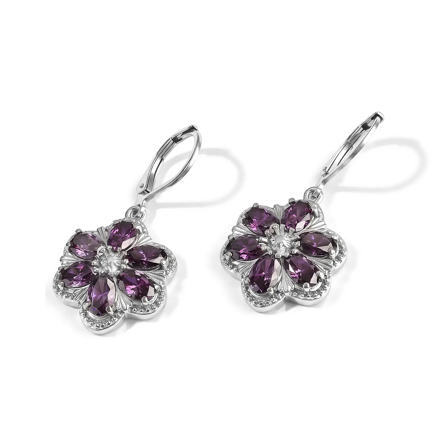 Simulated Amethyst Color Diamond Earring in Stainless Steel