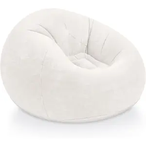 Realspring Foldable Flocked PVC Inflatable Bean Bag Chair for Adults, Portable Blow-Up Lounger Couch, Indoor & Outdoor Use for Bedroom, Camping