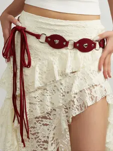 Women's Boho Waist Belt, Faux Leather Heart Rivet Design, Perfect for Holiday Parties & Daily Wear, Christmas Gift Idea, Boho Style Belt