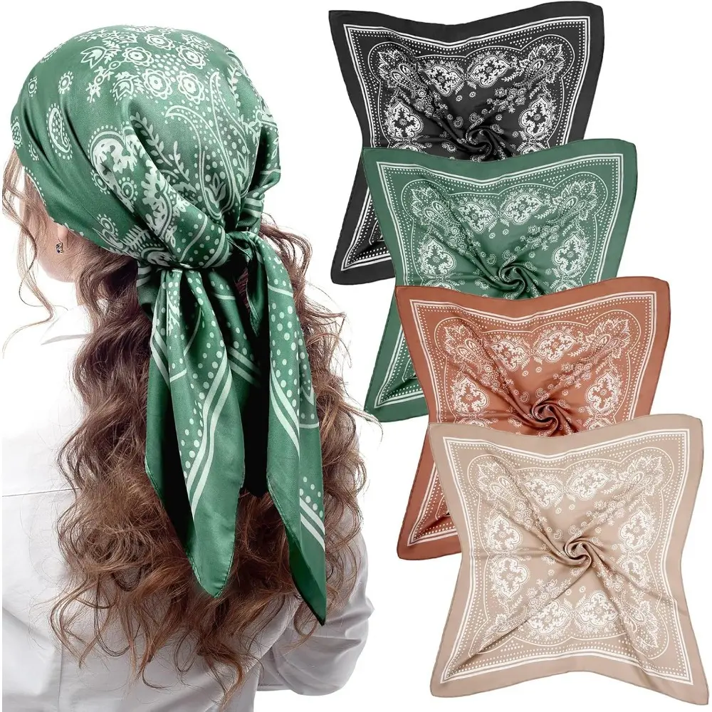 4 Pcs 27 Inch Halloween Head Large Bandana Polyester Scarves Head Scarf for Women's Hair Square Scarf