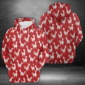 Pemagear Roosters On The Red 3D All Over Print Hoodie