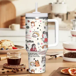 TGCF MDZS Heaven Official Blessing Manhua Novel Tumbler With Handle 40oz, Stainless Steal Leak Proof Keep 12h Icing, Lan Wangji Hua Cheng Gift For Fan