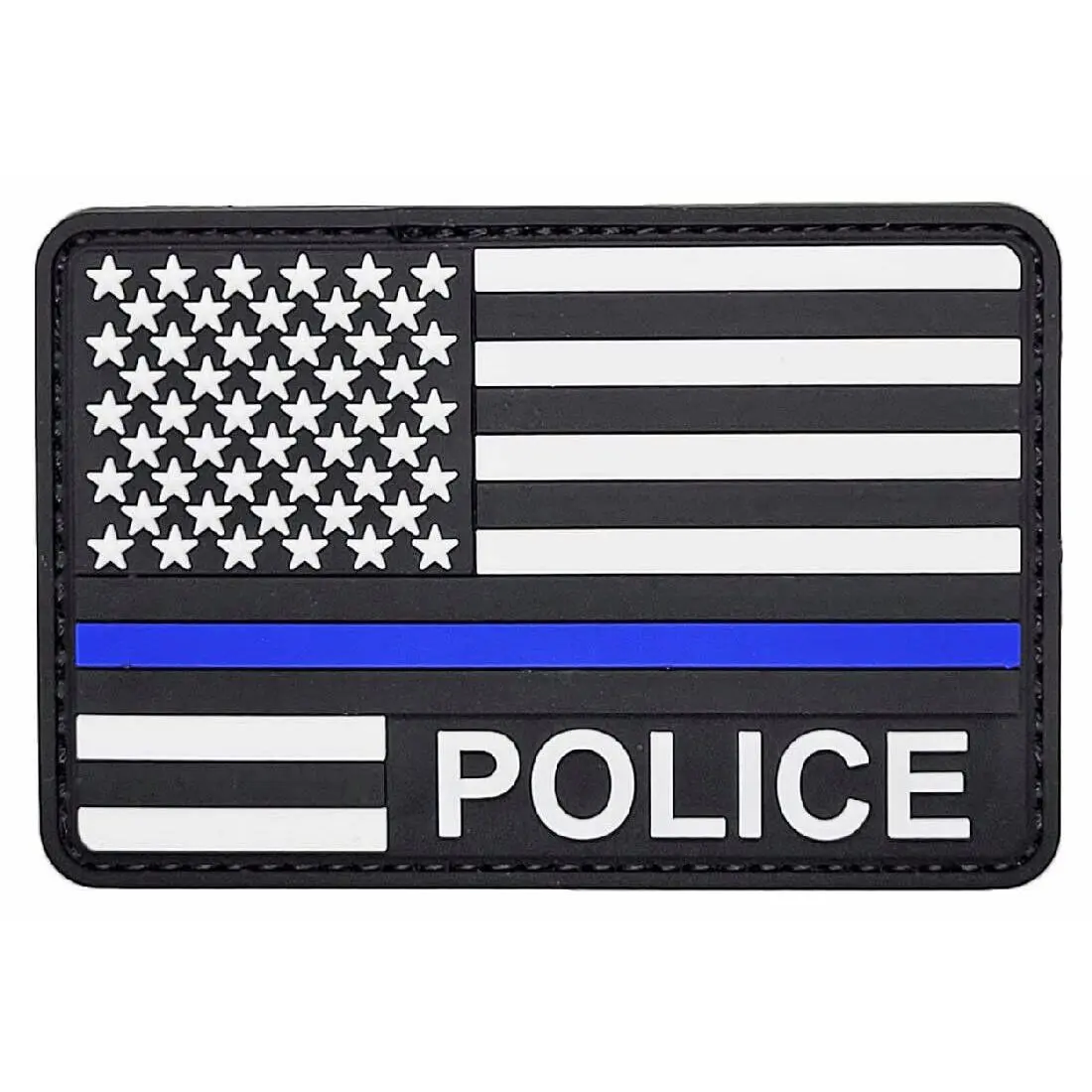 USA Flag Police Thin Blue Line Morale PVC Patch (PL7)