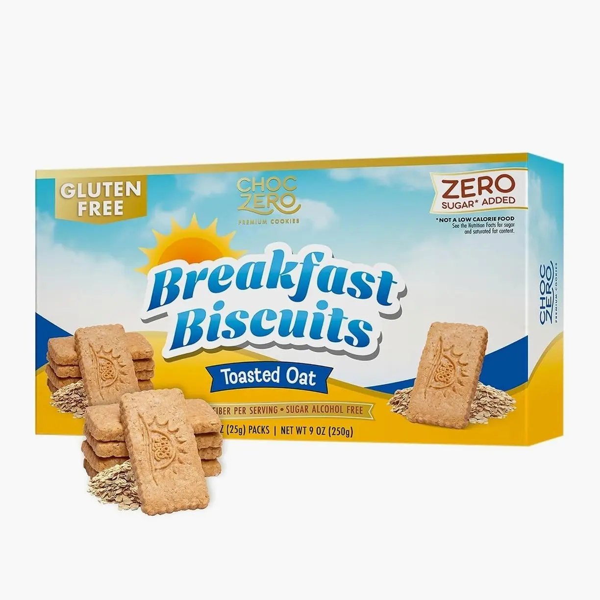 ChocZero Toasted Oat Breakfast Biscuits – No Added Sugar, Keto & Gluten Free High Fiber Snack Cookies, 30 Per Box (9 oz)