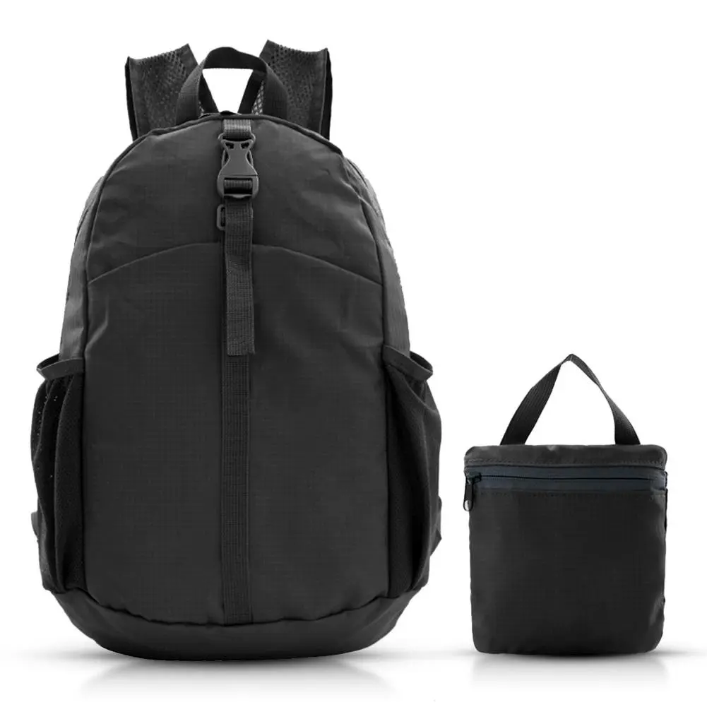 Portable Foldable Backpack Folding Mountaineering Bag, Ultralight Outdoor Cycling Rucksack, Travel Hiking Knapsack (Black), bicycle bike tactical bag backpack crossbody