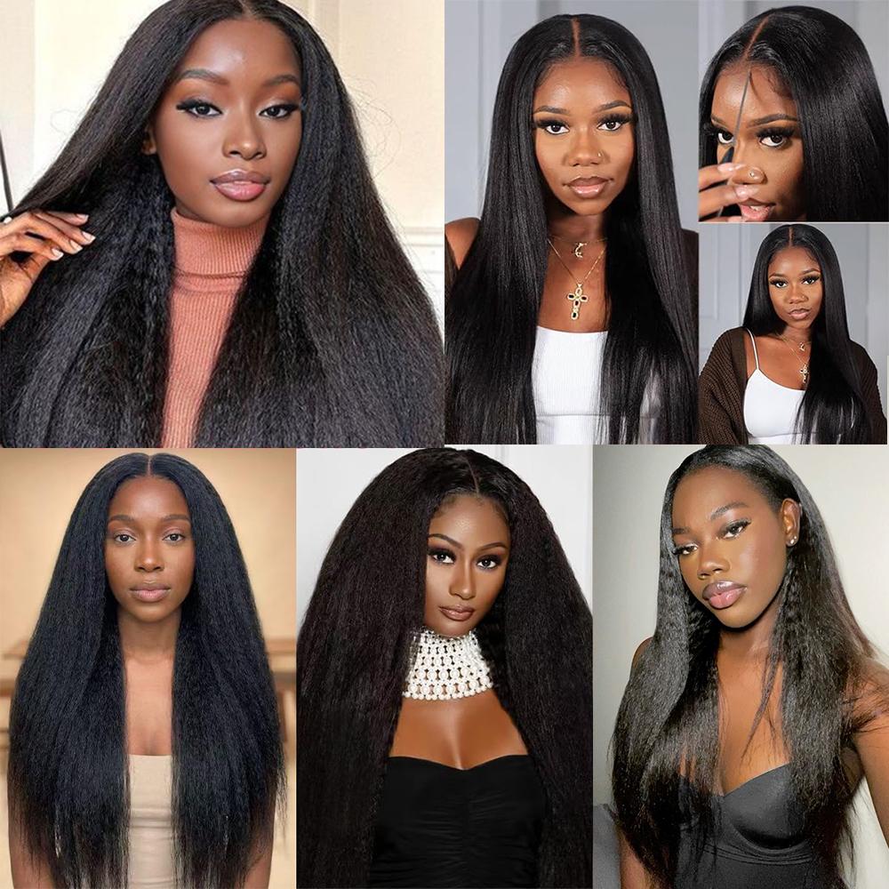 BINF Kinky Straight Bundles Human Hair 1/3/4 Bundles Brazilian Unprocessed Virgin Kinky Straight Hair Extensions Natural Black Color
