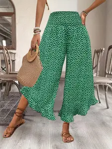 Women's Polka Dot Print Wide Leg Pants, Casual Comfy Trousers for Summer, Women's Bottoms for Daily Wear
