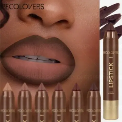 Matte Lip Liner lipstick, Matte Lip Pencil, Cosmetic Lip Liner, Crayon Nib Design Lip Line Lip Balm Dual Use, Waterproof Rotary Design Brown Color Lipsticks, Lipliner