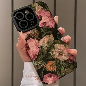 Vintage Floral Pattern Phone Case, Decorative Phone Protective Cover, Shockproof Smartphone Cases Compatible with iPhone 11 12 13 14 15 16 Pro Max