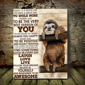 1 Piece Wooden Frame Sloth Canvas Painting Canvas Poster Print Butterfly It's Okay to Make Mistakes Home or Office Bathroom Living Room Decoration Inspirational Quote Canvas Wall Art Decoration with Frame Ready to Hang Holiday Gift for Her or Him