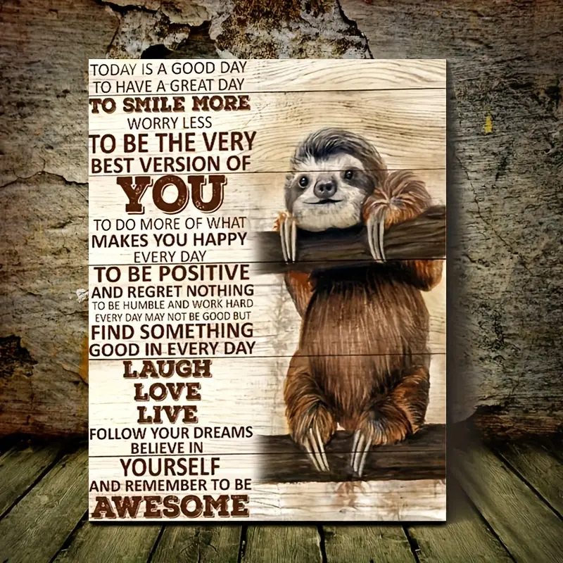 1 Piece Wooden Frame Sloth Canvas Painting Canvas Poster Print Butterfly It's Okay to Make Mistakes Home or Office Bathroom Living Room Decoration Inspirational Quote Canvas Wall Art Decoration with Frame Ready to Hang Holiday Gift for Her or Him