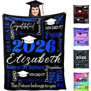 Graduation Soft Flannel Blanket, Custom College Graduation Gifts for Him Her, Graduation Blanket 2026 Personalized, Graduation Decorations Class of 2026 for Sofa Couch Bed Office