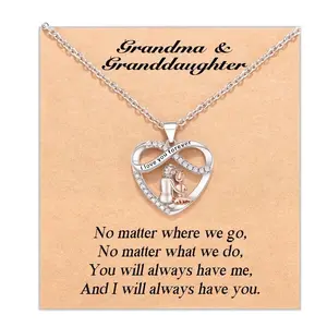 Grandma & Granddaughter Gift Set, Infinity Heart Pendant Necklace, Birthday/Christmas Jewelry Gifts for Women & Girls