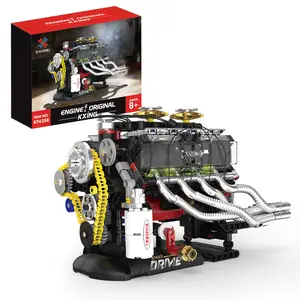 V8 Engine Building Blocks, Static Mechanical Assembly Model, STEM Engineering Display Kit, Collectible Gift for Car Enthusiasts & Adults