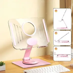 Flat acrylic transparent desktop bracket is suitable for iPad and mobile phone, which can be lifted and lowered 360 ° and rotated, portable and universal.