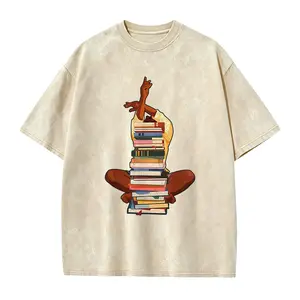 Women's Afro Girl Book Lover Graphic T-Shirt, Casual Seamless 100% Cotton Short Sleeve Round Neck Top, Graphic Print
