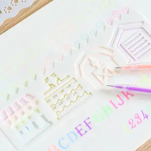 Four Seasons Yuzu Long Hollow Drawing Ruler, 8 Designs Available, Handmade Report Template, Multi-Functional Coloring Ruler