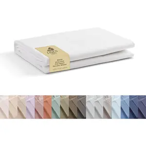 100% Cotton Percale 1 Flat Sheet, King Size - Crisp, Cool and Strong Breathable Luxury Bed Linen Sheet, White