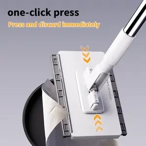 Mini Clip-On Mop, Automatic Cloth Replacement, 360° Rotating Head, Push-Pull Handle, Multi-Functional No-Wash Cleaning Mop, Home Cleanliness Tool