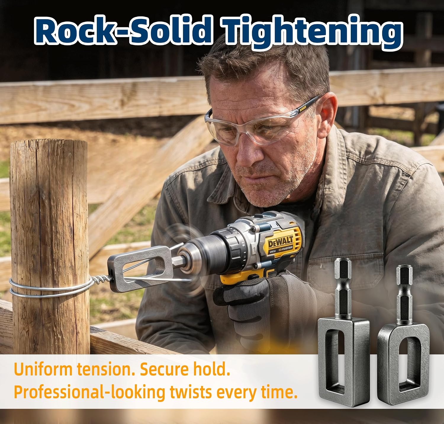 Heavy-Duty Steel Wire Twisting Tool Drill Bit Attachment, Rebar Tie Wire Twister for Construction, Fencing, Cable Bundling (Camping Essentials), Precise Twist