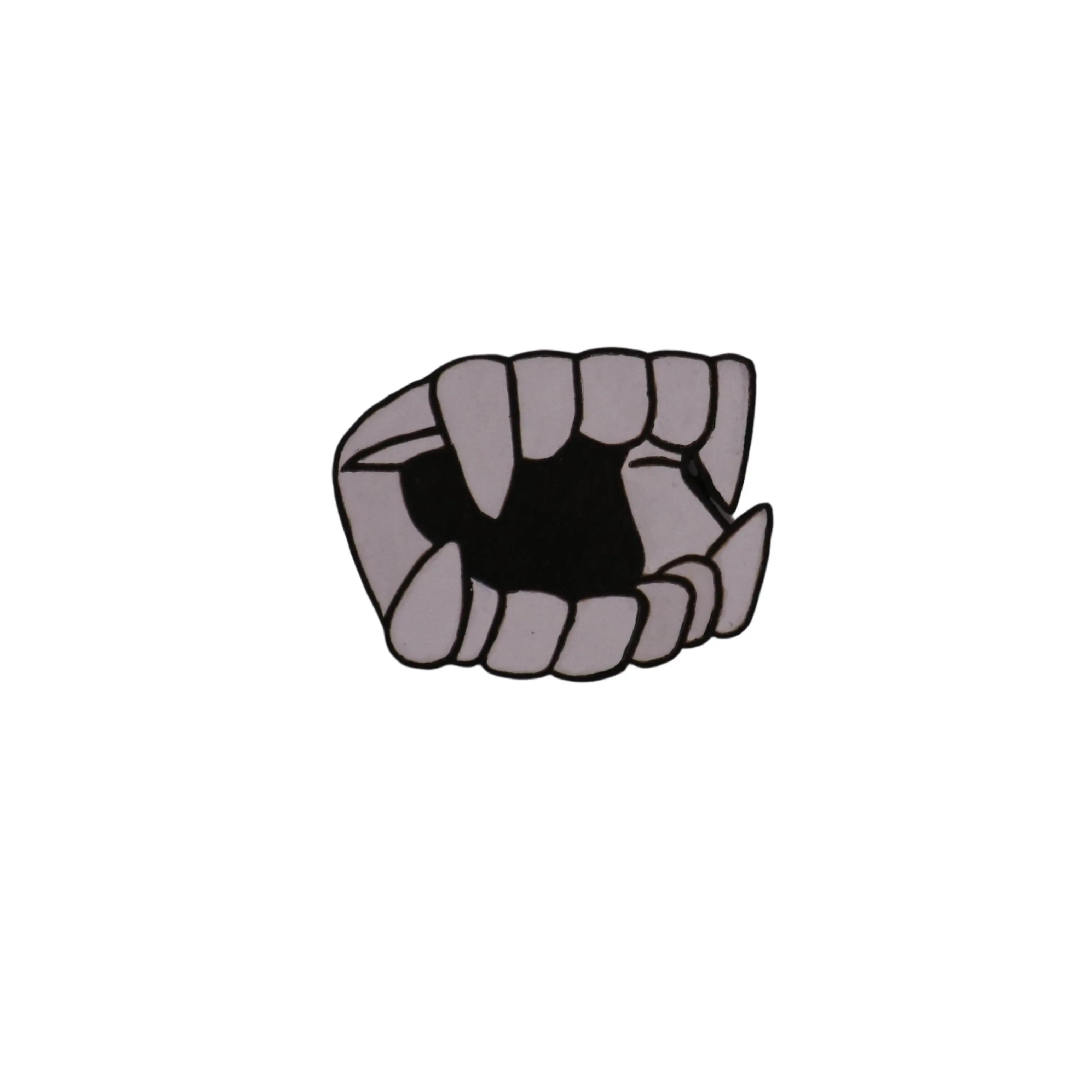 Vampire Teeth Wooden Brooch Pin