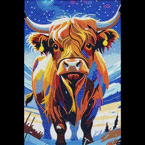 Highland cow Diamond painting, Crystal Diamond Painting Kit, Frameless