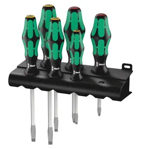 Wera 05007680001 Kraftform Plus 334 SK/6 Screwdriver Set and Rack, Lasertip, 6-Piece