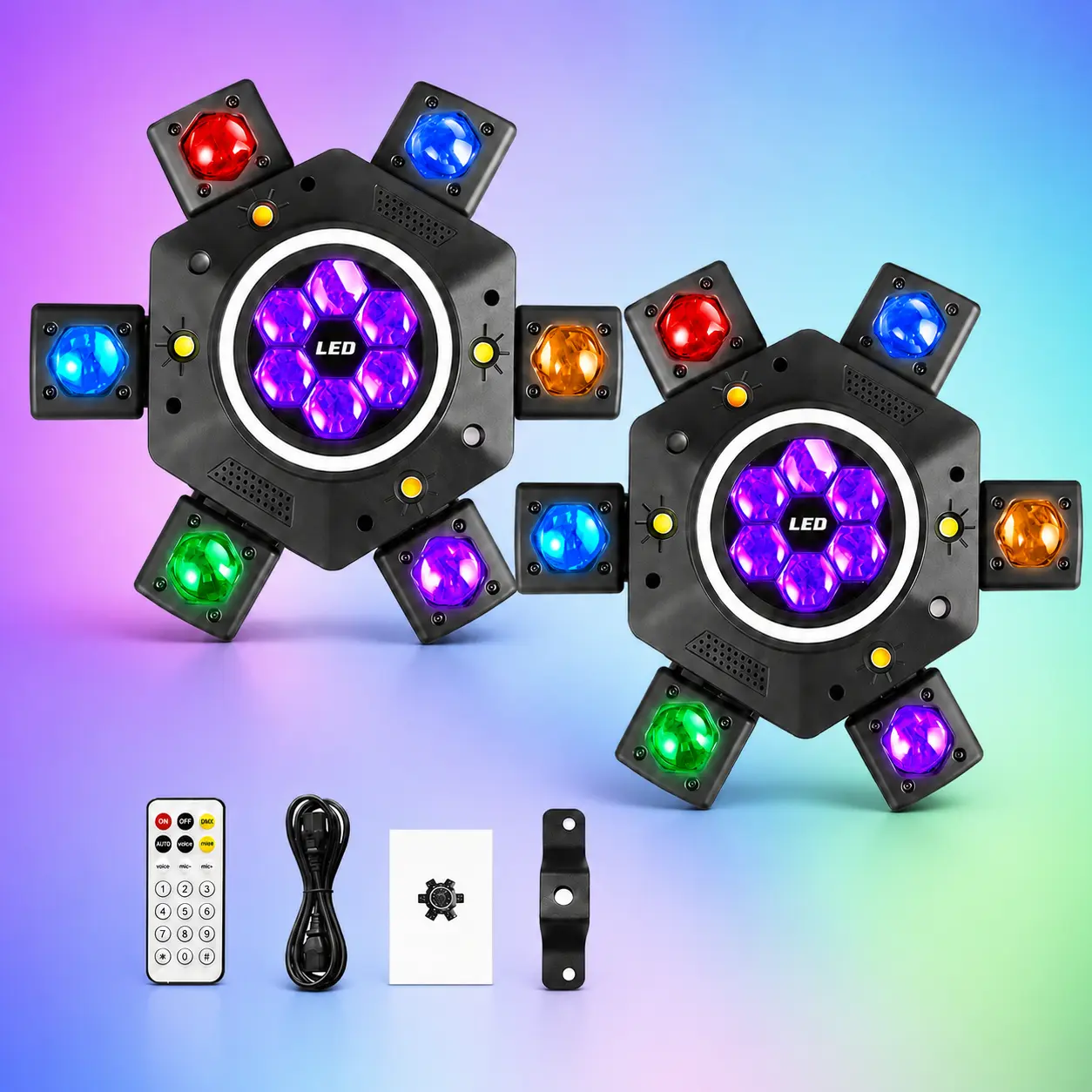 [NEW] XDV  6-Eye 6-Arm RGBW Moving Head Party Light, DJ Disco Stage Light with Laser, Strobe, Music Sync, Remote Control and DMX512 for Home Parties, Weddings, Karaoke, Birthdays and Holiday Fun，Halloween Party