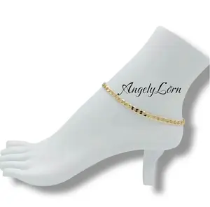 Tobillera cubana 3mm Laminado 14k capas en Oro real Uso Diario