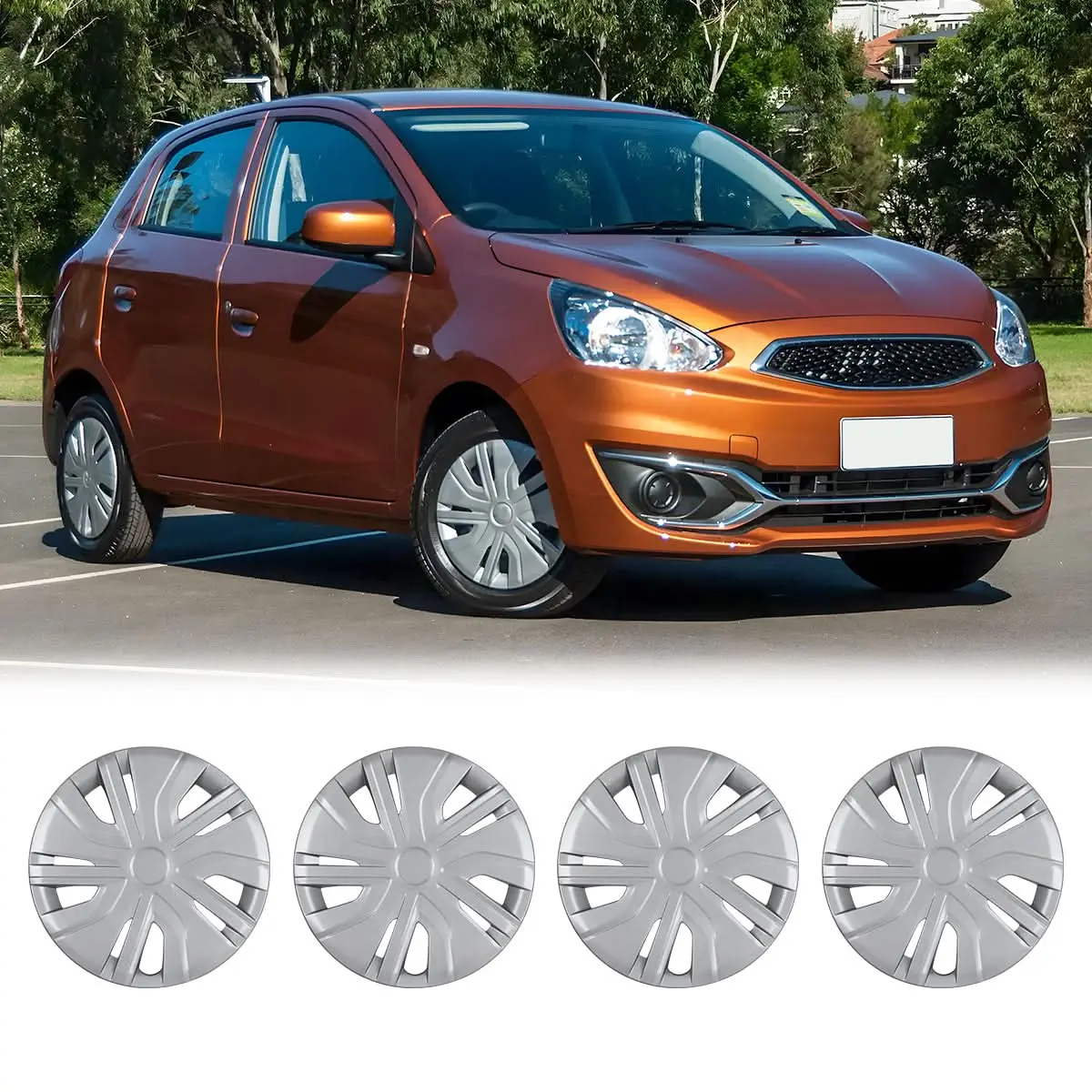 WOLFSTORM 4-Pack 14 in Car Parts Wheel Covers, Replacement Hubcaps for 2014-2025 Mitsubishi Mirage